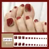 Manicura Francesa y Pedicura con Polvo Dorado Borgoña Transfronterizo Más Vendido Lujo Accesible Retro Uñas Portables Parches para Pies de 24 Piezas