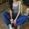 [Adelgazante cómodo] Verano Estilo Hong Kong Estilo Coreano Sentido del Diseño Doble Correa de Hombro con Almohadilla en el Pecho Chaleco Ropa Exterior para Mujer Delgado