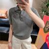 Algodón de alta Tsuen Cifrado Cómodo Suave Casual Color Sólido Commuter Polo de Punto Manga Corta Mujer Primavera y Verano F0301Z