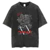 Camiseta Vintage Estampada de Anime Japonês Berserk Streetwear Masculina Camiseta Lavada Verão Algodão Casual