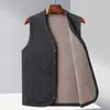 Chaleco de Terciopelo Plus para Papá NN Moda Masculina Otoño Invierno Hombres de Mediana Edad y Mayores Ropa de Abuelo Ropa Exterior Chaleco Cálido de Terciopelo Doble Cara