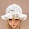 Gorro de Lana Tejido a Mano para Invierno y Otoño, Gorro Grueso a Prueba de Viento con Diseño de Olas, Gorro de Punto Simple Versátil de Color Sólido