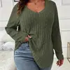 2025 Comercio Exterior Transfronterizo Amazon Europeo y Americano Ropa para Mujer Otoño e Invierno Nuevo Color Sólido Cuello en V Manga Larga Anti-Pilling Cepillado Top para Mujer