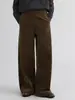 Calça Casual de Veludo Cotelê de Corte Reto para Mulheres, Outono e Inverno 2025 Novo Estilo Retrô, Barra Dobrada, Cintura Alta, Calça Larga Solta, Transfronteiriça