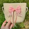 Nueva Bolsa Cruzada de Primavera y Verano para Niños, Monedero, Bolso de Playa para Viajes, Lindo Bolso de Paja con Flores, Bolso de Hombro para Niños Pequeños