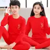 Conjunto de Ropa Interior del Año Zodiacal para Adolescentes, Camisetas Térmicas Rojas Brillantes de Algodón para Niños, Ropa Interior Térmica de Algodón Puro para Niñas, Ropa y Pantalones de Otoño