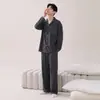 Algodón PuroPijama para Hombre Estilo Primavera/Otoño Manga Larga Juvenil Sencillo Se Puede Usar Fuera de Casa Conjunto de Ropa Nuevo Estilo 2026