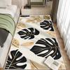 Alfombra de Piso de Terciopelo de Cristal con Planta Pintada Imitación Cachemira Manta Suave para Cama Mesita de Noche Dormitorio Sala de Estar Alfombrilla para Pies Alfombra Larga para Piso de Sofá