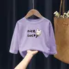 2036#100 Camiseta de Manga Larga 100% Algodón para Niños y Niñas Nueva Otoño Manga Larga Linda Casual Superior Estilo Occidental Moderno