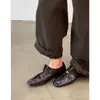 Zapatos Mocasines Plisados Vintage Estilo Old Money para Mujer Chuyuji, Versátiles para Viajes de Negocios Británicos, Tacón Grueso de Cuero