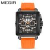 Reloj deportivo multifuncional MEGIR de nueva tendencia para hombre, venta al por mayor, cuadrado, resistente al agua, luminoso, con calendario.