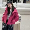 Jaqueta Casual de Outono para Meninas Médias e Grandes Nova Roupa Infantil Meninas Pitaya Cor Zíper Top Corta-vento Top