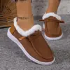 Sapatos de Algodão para Exportação Transfronteiriça 2025 Outono e Inverno Novo Estilo Forrados com Lã Acolchoados com Pelo Quentes Tamanho Grande Europeu e Americano Sapatos Femininos Atacado