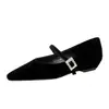 3686-K95 Zapatos de Mujer de Moda Estilo Francés con Hebilla de Pedrería, Punta Fina y Tacón de Cuña Bajo, Zapatos de Salón Cómodos de Tacón Bajo para Mujer