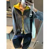 Cardigan Tricot Casual Slimming Mochie Estilo Coreano Cor Blocada Versátil Gola Lapela Zíper Duplo MQ1902