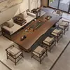 Estilo Song Estética Luohan Cama Mesa de Chá Cadeira Combinação Sala de Estar Uso Doméstico Madeira Maciça Placa Grande Escritório Madeira Maciça com Tomada Mesa de Chá