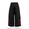 Estilo High Street Americano Bordado de Dragón con Borde Rojo Botones Pantalones Curvos de Mezclilla Unisex Marca de Diseñador Tendencia Pantalones Sueltos de Pierna Ancha