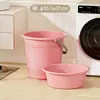 Juego de Cubo de Agua para el Hogar, Lavabo, Cucharón de Agua, Cubo de Plástico Engrosado, Gran Capacidad, Uso Doméstico, Set de Tres Piezas para Baño en Dormitorio de Estudiantes