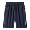 Pantalones Cortos Deportivos para Hombre de Tallas Grandes, Seda Helada de Secado Rápido, Rectos Holgados de Color Sólido, Raya Reflectante, Pantalones Cortos de Cinco Puntos, Pantalones Cortos de Secado Rápido para Hombre