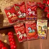 2026 Año del Caballo Sobres Rojos Bordados de Felpa de Imitación Planos, Sobres Creativos de Saludo de Año Nuevo para el Festival de Primavera
