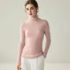 Suéter de cachemira para mujer 100% cachemira de cabra, pieza única sin costuras, suéter de cuello alto ajustado para mujer, color liso de otoño e invierno, camisa base de punto