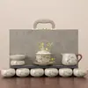 Juego de Té Kung Fu de la Cerámica Fuzhu Ru Caja de Regalo para Ancianos y Amigos Cerámica de Alta Gama Tetera y Taza de Té Xishi