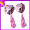 Estrela do Sexo Mesmo Estilo Adesivo de Silicone para Seio Borla Coração Lantejoula Sutiã Adesivo Invisível para Mamilo Feminino Brinquedo Adulto
