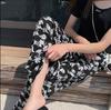 Pantalones de Seda de Hielo de Verano Pantalones Estampados Retro Elegantes Estudiante Sueltos Talla Grande Delgados ins Trendy Cintura Alta Drapeados Pierna Ancha