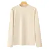 Camiseta térmica de manga larga de doble cara cepillada con cuello medio para hombre, nueva capa interior térmica de otoño e invierno