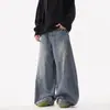 Venta al por mayor de fábrica transfronteriza jeans retro americanos holgados de corte curvo para hombre, marca de moda de otoño, pantalones rectos holgados lavados