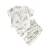 Conjunto de Verão Dividido para Bebê, Fino, Algodão Tianzhu Gaze, Manga Curta, Shorts, Roupa de Casa Infantil