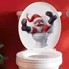 BRUP Adesivos de Assento de Vaso Sanitário de Natal Padrão Engraçado do Papai Noel Adesivos de Decoração de Banheiro HS5785C
