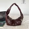 Estilo Coreano Ins Grande Capacidade Retrô Cor Sólida Plissado Bolsa Dumpling Estilo Preguiçoso Casual Alta Commuting Bolsa de Ombro Único Tendência