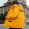Nueva Chaqueta de Plumas con Capucha Engrosada de Invierno para Hombre, Estilo Corto, Plumón de Pato Blanco Joven, Abrigo Cálido Casual de Moda, Marca de Moda