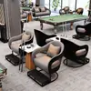 Sofás e cadeiras para sala de bilhar, cadeiras para espectadores, assentos em cabines e uma combinação de mesas e cadeiras para a área de descanso e recepção da sala de bilhar
