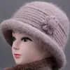 Nuevo Estilo de Gorro Cálido de Invierno para Madres de Mediana Edad y Mayores, Gorro de Lana Engrosado a Prueba de Viento para Señoras Mayores, Gorro de Algodón Tejido para Abuelas