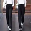 Pantalones de Cintura Alta Elástica Pierna Ancha para Mujer 2026 Otoño Panel Lateral Drapeado Suelto Pierna Recta Largo Hasta el Suelo Versátiles Casuales