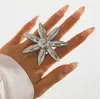 Diseño de Metal Exagerado Floral con Forma de Sol Estilo Europeo y Americano, Anillo Abierto Minimalista de Moda Único con Perla