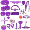 Serie completa de juguetes SM para parejas, incluyendo esposas, accesorios íntimos para el juego en el dormitorio, pinzas para pezones y bolas para sexo oral para adultos