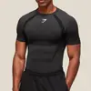 Camiseta Deportiva Ajustada para Correr para Hombre Transfronteriza, Transpirable y de Secado Rápido, Camiseta de Media Manga Gym Shark Fitness