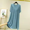 Vestido Holgado de Modal para Mujer, Estilo de Verano Delgado con Dobladillo Ancho, Camisón de Talla Grande, Falda Plisada Línea A para Ropa Exterior