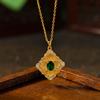 Cross-border Hot-selling Real Gold Electroplated Novo Chinês Geométrico Esmeralda Colar Luz Luxo Elegante Clavícula Cadeia Alta qualidade Jóias
