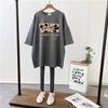Blusa de Verão para Gestantes Camiseta de Comprimento Médio Algodão Puro Manga Curta Camiseta para Gestantes Solta Tamanho Plus Moda Coreana Camiseta Básica para o Verão