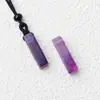 Piedra Natural Amatista Colgante Largo Cuadrado Piedra Semipreciosa Colgante Tridimensional Accesorios para Colgantes de Collar DIY Suministro Directo Transfronterizo
