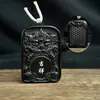 Madeira de Ébano Incrustada com Pingente Prateado Trazedor de Sorte, Sândalo Roxo Incrustado com Pixiu Auspicioso, Enfeite para Pendurar no Carro, Pingente Personalizado para Bolsa