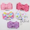 Diadema estampada para bebé europea y americana, accesorios suaves elásticos para el cabello, pañuelo para la cabeza para niños, lazo grande estampado, banda para el cabello de nailon