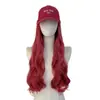 TEMU gorra peluca de béisbol para mujer africana transfronteriza peluca 99J grande ondulada larga rizada fibra sintética gorro fabricante venta al por mayor