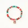 Joyería Transfronteriza Europea y Americana Navidad Pulsera de Cuentas de Arcilla Polimérica Suave Regalo Pulsera de Papá Noel Pulsera de Contraste de Color Festivo