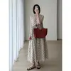 Vestido Retro de Lunares Francés para Mujer 2025 Atuendo de Principios de Verano Suelto Casual Largo con Gran Vuelo Sin Mangas tipo Camiseta