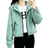 Chaqueta exterior nueva para mujer de primavera y otoño 2026, chaqueta de trabajo casual versátil corta con capucha para personas menudas